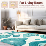 Ultra Soft Area Rug, Non Slip, Stain Resistant, Washable Area Rugs for Living Room, Bedroom, Coastal Striped Seafoam Aesthetic(Green)