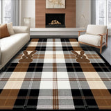 Ultra Soft Area Rug, Non Slip, Stain Resistant, Washable Area Rugs for Living Room, Bedroom, Vibrant Plaid and Animal Fusion(Brown)
