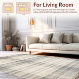 Ultra Soft Area Rug, Non Slip, Stain Resistant, Washable Area Rugs for Living Room, Bedroom, Elegant Fringed Neutral Tones(Beige)