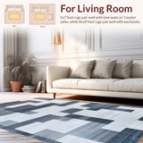 Ultra Soft Area Rug, Non Slip, Stain Resistant, Washable Area Rugs for Living Room, Bedroom, Sleek Monochrome Ogee Style(Gray)