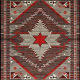 Ultra Soft Area Rug, Non Slip, Stain Resistant, Washable Area Rugs for Living Room, Bedroom, Vintage Charcoal Western Motif(Red)