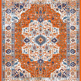 Ultra Soft Area Rug, Non Slip, Stain Resistant, Washable Area Rugs for Living Room, Bedroom, Whimsical Earthy Petal Arrangement(Orange)