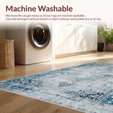 Ultra Soft Area Rug, Non Slip, Stain Resistant, Washable Area Rugs for Living Room, Bedroom, Vibrant Rustic Trellis Artwork(Blue)