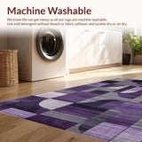 Ultra Soft Area Rug, Non Slip, Stain Resistant, Washable Area Rugs for Living Room, Bedroom, Chic Symmetrical Pattern Fusion(Purple)