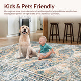 Ultra Soft Area Rug, Non Slip, Stain Resistant, Washable Area Rugs for Living Room, Bedroom, Contemporary Floret Design Style(Beige)
