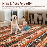 Ultra Soft Area Rug, Non Slip, Stain Resistant, Washable Area Rugs for Living Room, Bedroom, Geometric Rich Sunset Palette(Orange)