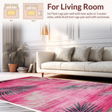 Ultra Soft Area Rug, Non Slip, Stain Resistant, Washable Area Rugs for Living Room, Bedroom, Rustic Colorful Tribal Design(Pink)