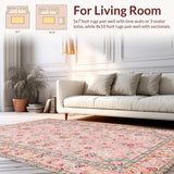 Ultra Soft Area Rug, Non Slip, Stain Resistant, Washable Area Rugs for Living Room, Bedroom, Whimsical Nature-Inspired Floral Design(Pink)