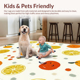 Ultra Soft Area Rug, Non Slip, Stain Resistant, Washable Area Rugs for Living Room, Bedroom, Charming Minimalist Fruit Illustration(Orange)