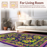 Ultra Soft Area Rug, Non Slip, Stain Resistant, Washable Area Rugs for Living Room, Bedroom, Striking Earthy Multicolor Swirls(Purple)