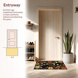 Ultra Soft Area Rug, Non Slip, Stain Resistant, Washable Area Rugs for Living Room, Bedroom, Artistic Black Cat Blossom Design(Black)