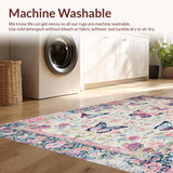 Ultra Soft Area Rug, Non Slip, Stain Resistant, Washable Area Rugs for Living Room, Bedroom, Charming Butterfly Floral Aesthetic(White)