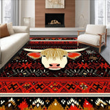 Ultra Soft Area Rug, Non Slip, Stain Resistant, Washable Area Rugs for Living Room, Bedroom, Scandinavian Cozy Cattle Design(Black)