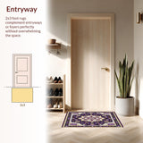 Ultra Soft Area Rug, Non Slip, Stain Resistant, Washable Area Rugs for Living Room, Bedroom, Intricate Floral Design Area with Elegant(Purple)