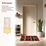 Ultra Soft Area Rug, Non Slip, Stain Resistant, Washable Area Rugs for Living Room, Bedroom, Retro Charm with Geometric Flair(Red)