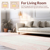 Ultra Soft Area Rug, Non Slip, Stain Resistant, Washable Area Rugs for Living Room, Bedroom, Modern Minimalist Area Rose & Cream(Pink)