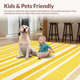 Ultra Soft Area Rug, Non Slip, Stain Resistant, Washable Area Rugs for Living Room, Bedroom, Fresh Contemporary Stripe Design(Yellow)