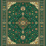 Ultra Soft Area Rug, Non Slip, Stain Resistant, Washable Area Rugs for Living Room, Bedroom, Rustic Tiled Aesthetic in Earth Tones(Green)