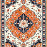 Ultra Soft Area Rug, Non Slip, Stain Resistant, Washable Area Rugs for Living Room, Bedroom, Whimsical Multi-Toned Botanical Pattern(Orange)