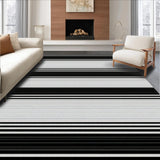 Ultra Soft Area Rug, Non Slip, Stain Resistant, Washable Area Rugs for Living Room, Bedroom, Farmhouse Inspired Bold Stripe Concept(Black)