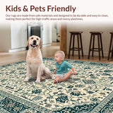 Ultra Soft Area Rug, Non Slip, Stain Resistant, Washable Area Rugs for Living Room, Bedroom, Elegant Tribal Patterned Aesthetic(Beige)