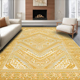 Ultra Soft Area Rug, Non Slip, Stain Resistant, Washable Area Rugs for Living Room, Bedroom, Bold Abstract Curved Lines(Yellow)