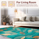Ultra Soft Area Rug, Non Slip, Stain Resistant, Washable Area Rugs for Living Room, Bedroom, Rustic Textured Botanical Theme(Green)
