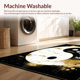 Ultra Soft Area Rug, Non Slip, Stain Resistant, Washable Area Rugs for Living Room, Bedroom, Opulent Gold Accented Dragon Imagery(Black)
