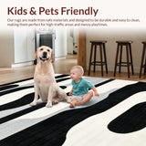 Ultra Soft Area Rug, Non Slip, Stain Resistant, Washable Area Rugs for Living Room, Bedroom, Elegant Black and White Striped Outdoor Rug for Contemporary Decor(Black)
