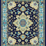 Ultra Soft Area Rug, Non Slip, Stain Resistant, Washable Area Rugs for Living Room, Bedroom, Vibrant Rustic Center Medallion(Blue)
