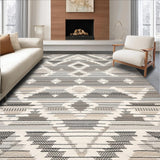 Boho Farmhouse Berber Style Area With Geometric Diamond Grid(Gray)