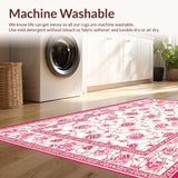 Ultra Soft Area Rug, Non Slip, Stain Resistant, Washable Area Rugs for Living Room, Bedroom, Rustic Elegant Cottage Motif(White)