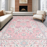 Ultra Soft Area Rug, Non Slip, Stain Resistant, Washable Area Rugs for Living Room, Bedroom, Cozy Round Garden-Inspired Decor(Pink)