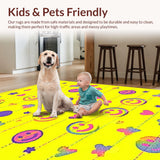 Ultra Soft Area Rug, Non Slip, Stain Resistant, Washable Area Rugs for Living Room, Bedroom, Enchanting Rainbow Smiley Arrangement(Yellow)