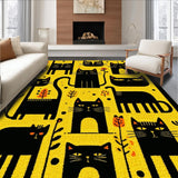 Ultra Soft Area Rug, Non Slip, Stain Resistant, Washable Area Rugs for Living Room, Bedroom, Elegant Black and Yellow Contrast(Yellow)