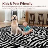 Ultra Soft Area Rug, Non Slip, Stain Resistant, Washable Area Rugs for Living Room, Bedroom, Funky Monochrome Animal Motif(Black)