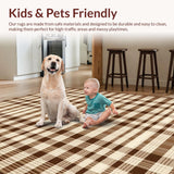 Ultra Soft Area Rug, Non Slip, Stain Resistant, Washable Area Rugs for Living Room, Bedroom, Sophisticated Warm Tones Geometry(Beige)