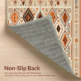 Ultra Soft Area Rug, Non Slip, Stain Resistant, Washable Area Rugs for Living Room, Bedroom, Stylish Diamond Lattice in Earthy Tones(Orange)