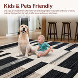 Ultra Soft Area Rug, Non Slip, Stain Resistant, Washable Area Rugs for Living Room, Bedroom, Sophisticated Neutral Contrast Design(Gray)