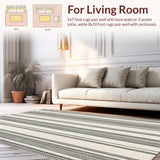 Ultra Soft Area Rug, Non Slip, Stain Resistant, Washable Area Rugs for Living Room, Bedroom, Farmhouse Chic Hand Woven Natural Fiber Area Classic Neutral(White)