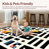 Ultra Soft Area Rug, Non Slip, Stain Resistant, Washable Area Rugs for Living Room, Bedroom, Vivid Modern Dice Print(Black)
