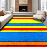 Ultra Soft Area Rug, Non Slip, Stain Resistant, Washable Area Rugs for Living Room, Bedroom, Eclectic Striped Rainbow Vibe(Red)