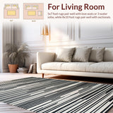 Ultra Soft Area Rug, Non Slip, Stain Resistant, Washable Area Rugs for Living Room, Bedroom, Black White Stripe Floor Rug(Black)