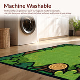 Ultra Soft Area Rug, Non Slip, Stain Resistant, Washable Area Rugs for Living Room, Bedroom, Colorful Woodland Creature Design(Green)