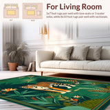 Ultra Soft Area Rug, Non Slip, Stain Resistant, Washable Area Rugs for Living Room, Bedroom, Vintage Jungle Ethnic Aesthetic(Green)