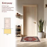 Ultra Soft Area Rug, Non Slip, Stain Resistant, Washable Area Rugs for Living Room, Bedroom, Elegant Ogee Pattern Aesthetic(Red)
