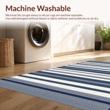 Ultra Soft Area Rug, Non Slip, Stain Resistant, Washable Area Rugs for Living Room, Bedroom, Coastal Nautical Stripe Aesthetic(Blue)