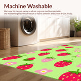 Ultra Soft Area Rug, Non Slip, Stain Resistant, Washable Area Rugs for Living Room, Bedroom, Chic Contemporary Floral Accents(Red)