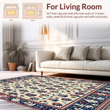 Ultra Soft Area Rug, Non Slip, Stain Resistant, Washable Area Rugs for Living Room, Bedroom, Vivid Petal Mosaic Showcasing Artistic Blooms and Geometric Floral Harmony(Beige)
