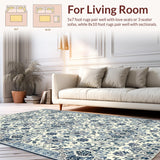 Ultra Soft Area Rug, Non Slip, Stain Resistant, Washable Area Rugs for Living Room, Bedroom, Boho Grey and White Bedroom Non-Slip Rug(White)